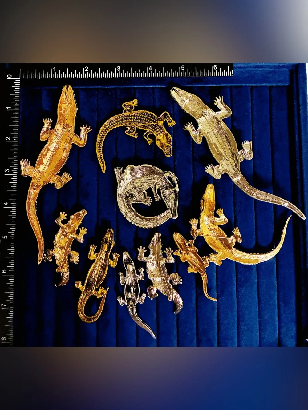 Lot of 10 Alligator Crocodile Brooch Pins Rhinestone Animal Costume Jewelry